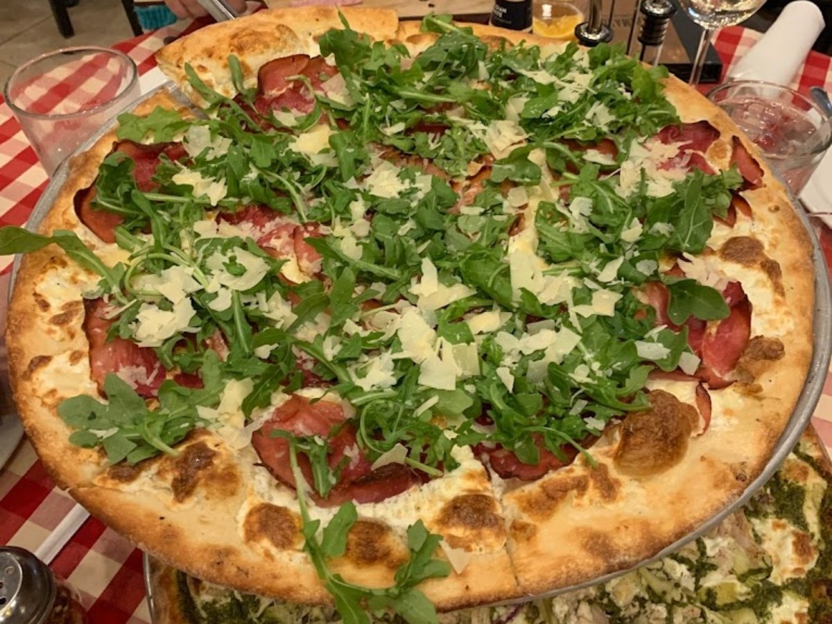  A large pizza with delicious toppings at Grimaldi's, Huntsville, AL