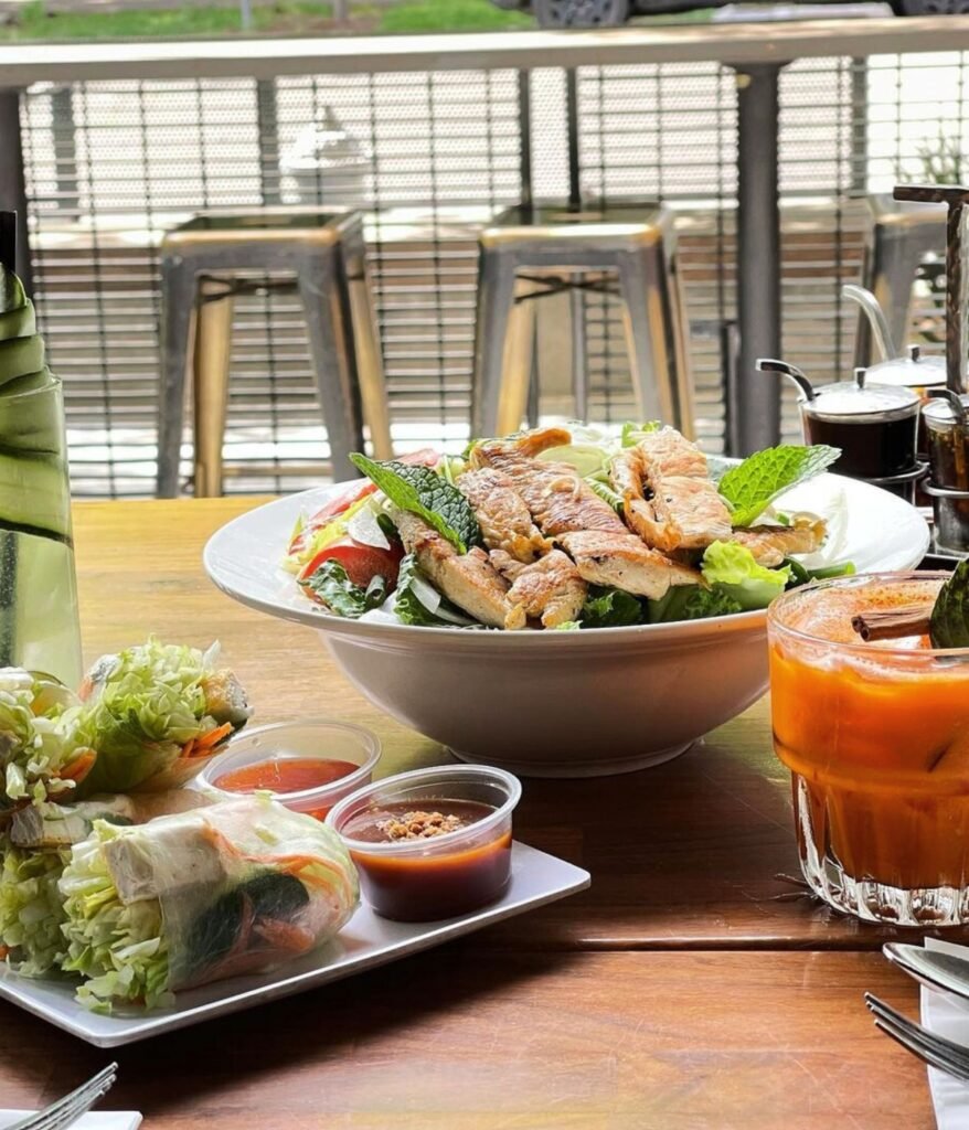 Adult Thai Tea & Cucumber Karma Collins. Lemongrass Salad and Fresh Summer Roll at Orchid Thai Restaurant & Bar in Sacramento, CA Image from Instagram