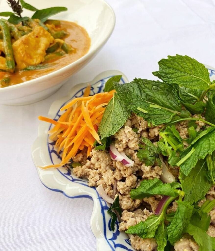 Pork Larb & Panang Curry at Sawasdee Thai Cuisine in Sacramento CA Image from Instagram